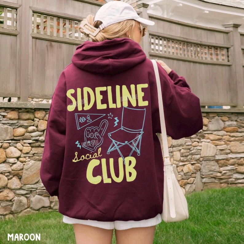Sideline Social Club Hoodie, Baseball Mom Shirt, Game Day Hoodie, Sports Mama, Soccer Mom, Softball Mom, Football Season, Gameday Sweatshirt