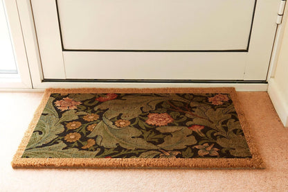 Floral Coir Doormat, Vintage Wildflower Rug, Housewarming Gift