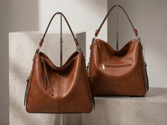 Top Handle Hobo Bag, Slouchy Leather Handbag, Zipper Hobo Purse, Soft Structured Handbag, Detachable Strap Everyday Bag, Carryall Purse