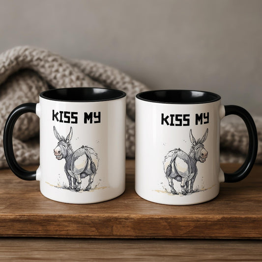 Kiss My Donkey Mug, Funny Sarcastic Coffee Cup, Funny Gift For Him, Sarcastic Coworker Gift, Funny White Elephant Gift, Donkey Humor Mug