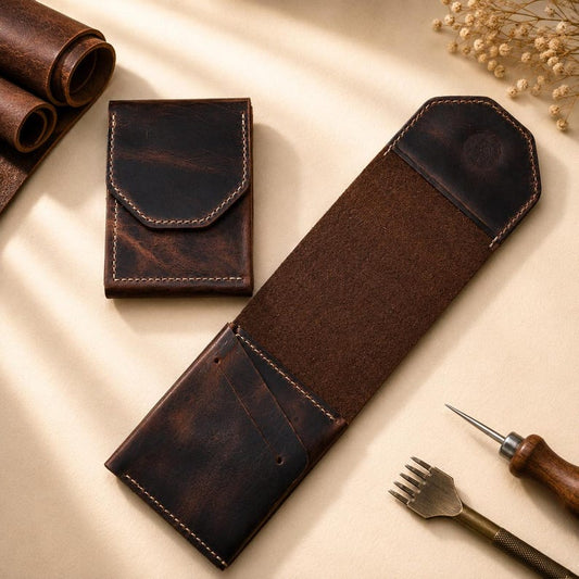 Leather Cash Wallet Mens Leather Wallet Slim Front Pocket Wallet Crazy Horse Leather Money Clip Minimalist Wallet Gift for Him Dad Gift