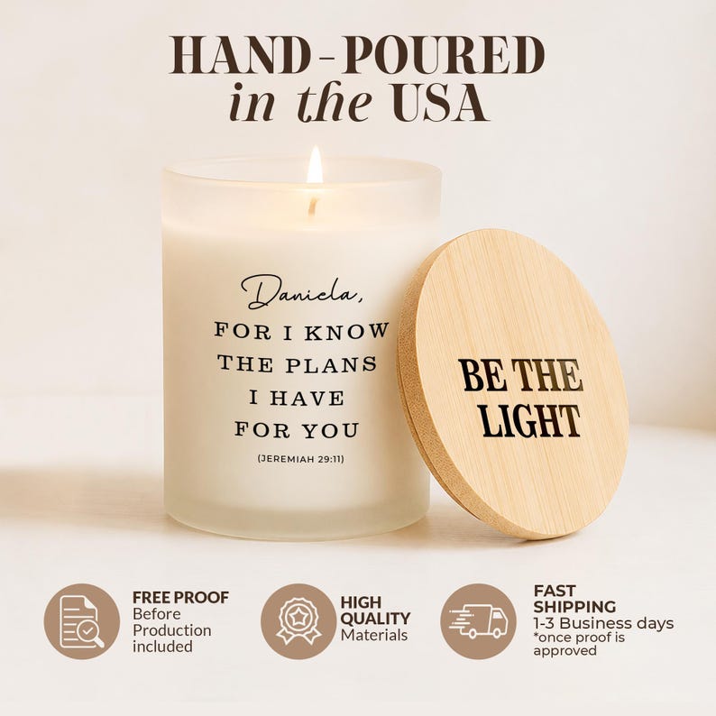 Custom Bible Verse Candle Personalized Christian Gift for Her Scripture Prayer Candle Encouragement Gift Pastor Appreciation Gift Home Decor