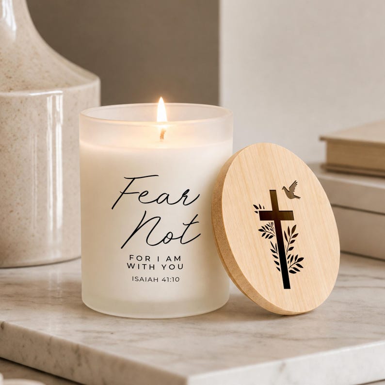 Custom Bible Verse Candle Personalized Christian Gift for Her Scripture Prayer Candle Encouragement Gift Pastor Appreciation Gift Home Decor