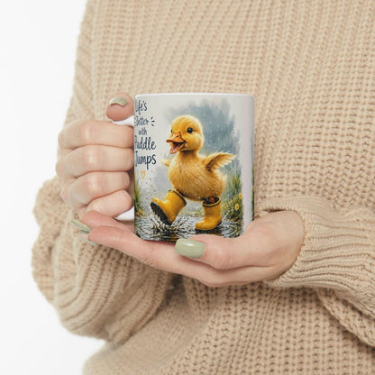 Duckling in Rain life is Better with Puddle Jumps Mug | Ceramic Coffee Cup