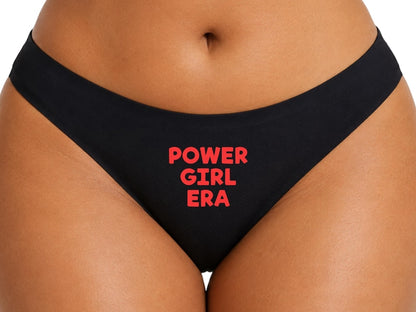 Black Thong Power Girl Era Slogan Underwear Feminist Empowerment Gift