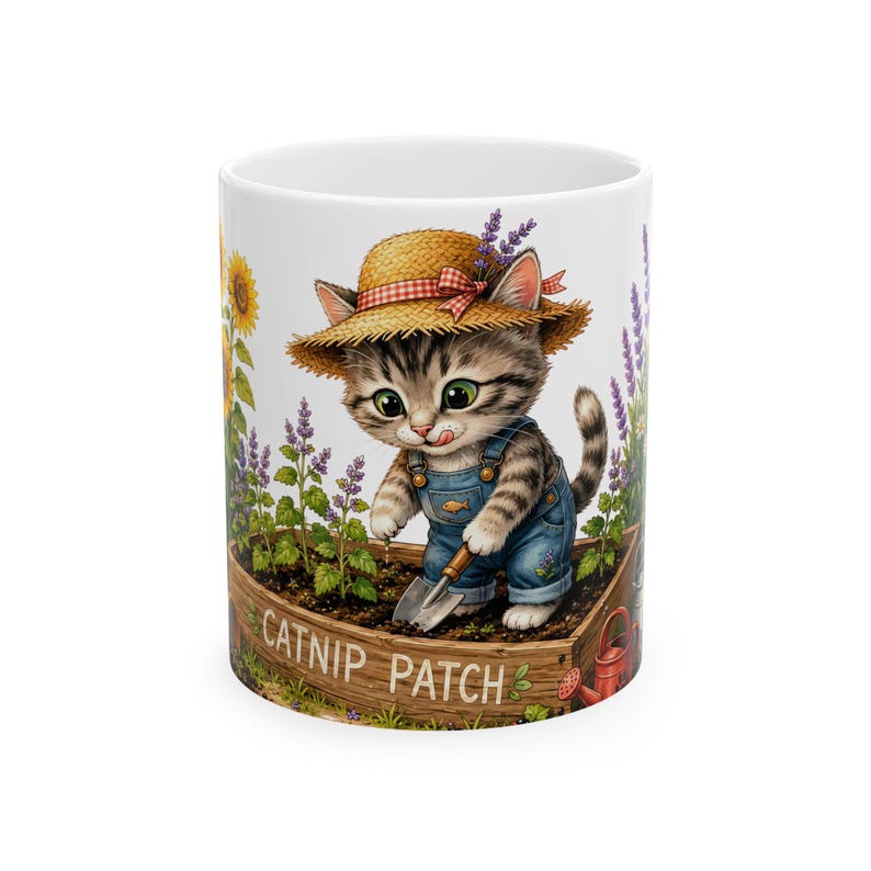Catnip Patch Gardening Kitten Mug | Ceramic Coffee Cup