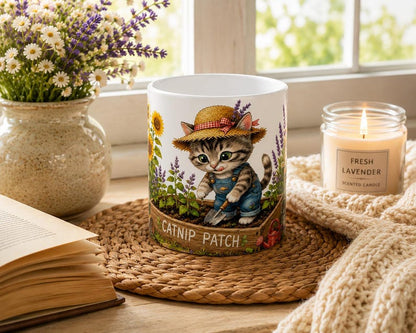 Catnip Patch Gardening Kitten Mug | Ceramic Coffee Cup
