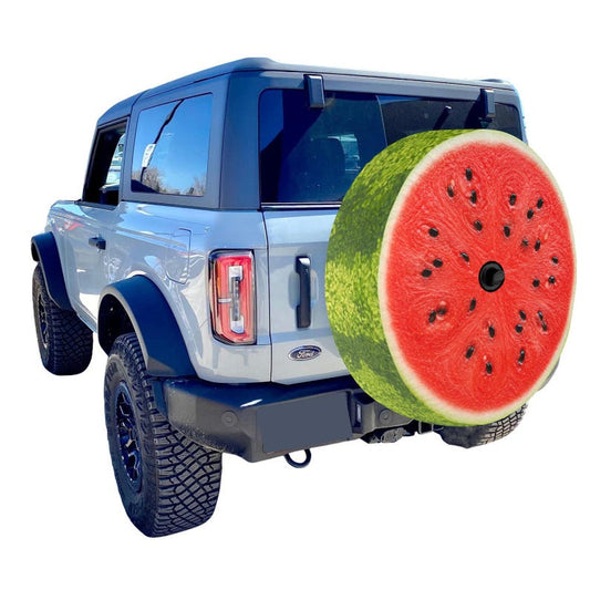Watermelon Spare Tire Cover, Realistic Summer Jeep Wheel Protector (Backup Camera Hole)