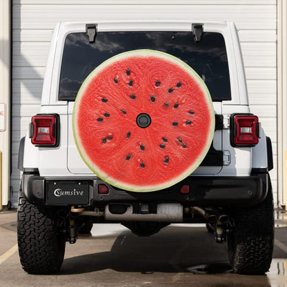 Watermelon Spare Tire Cover, Realistic Summer Jeep Wheel Protector (Backup Camera Hole)