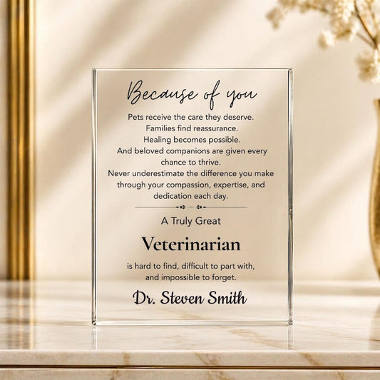 Veterinarian Appreciation Gift Plaque, Personalized Vet Gift, Veterinary Thank You Gift, Vet Graduation Gift, Vet Retirement Gift, Farewell