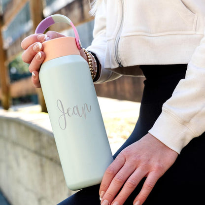 Personalized 40oz Stainless Steel Water Bottle | Custom Laser Engraved Name
