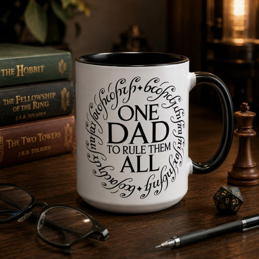 One Dad to Rule Them All Coffee Mug, Fantasy Nerdy, Fathers Day (11, 15oz)