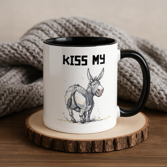 Kiss My Donkey Mug, Funny Sarcastic Coffee Cup, Funny Gift For Him, Sarcastic Coworker Gift, Funny White Elephant Gift, Donkey Humor Mug