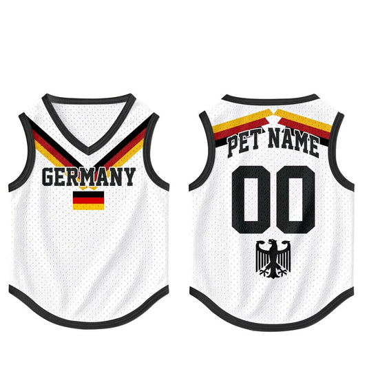 Custom Germany Pet Jersey, Personalized Outfit for Dogs Cats, World Cup Pet Mess Jersey Name Number Sportswear Pet Jersey