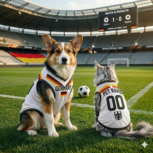 Custom Germany Pet Jersey, Personalized Outfit for Dogs Cats, World Cup Pet Mess Jersey Name Number Sportswear Pet Jersey