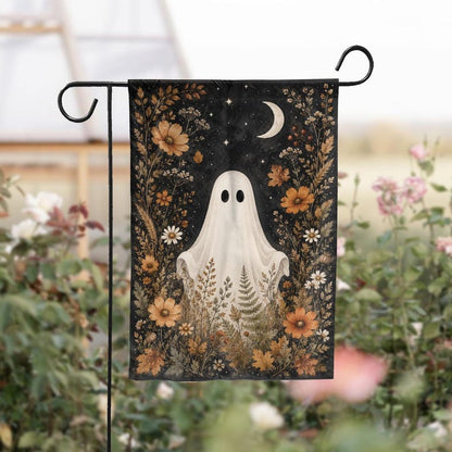 Floral Ghost Garden Flag, Spooky Halloween Autumn Outdoor Decor