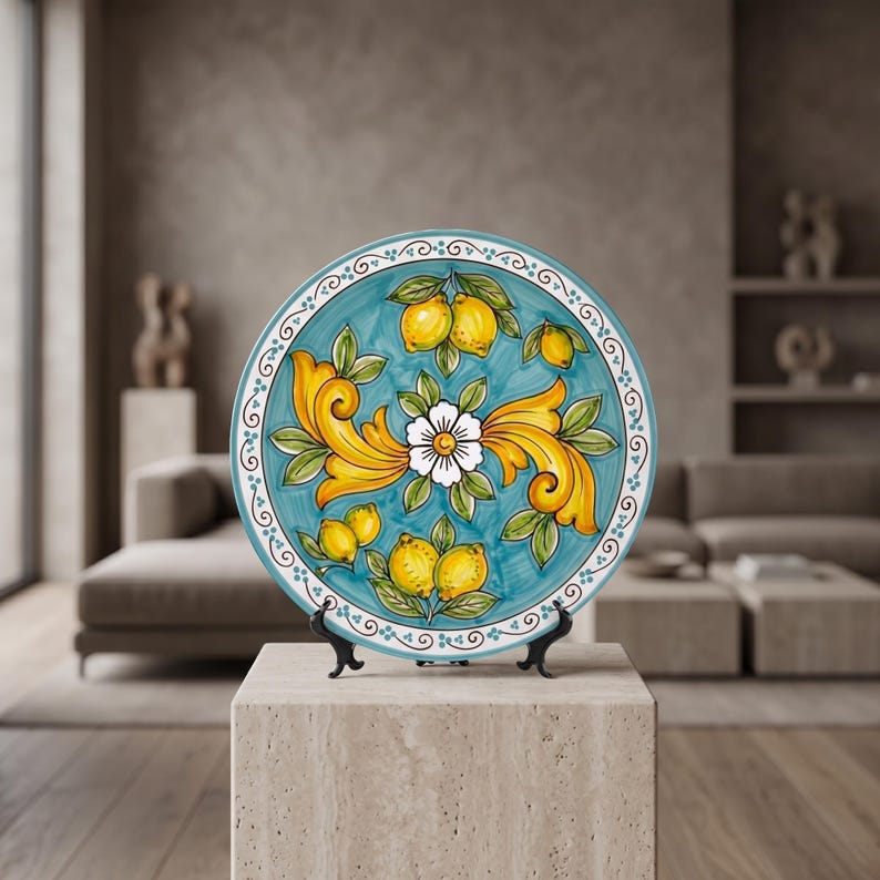 Rustic Italian Villa Style Decor Inspired By Sorrento Lemons Ceramic Display Plate