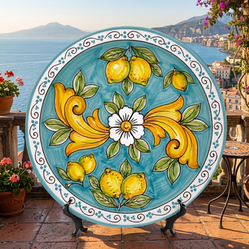 Rustic Italian Villa Style Decor Inspired By Sorrento Lemons Ceramic Display Plate