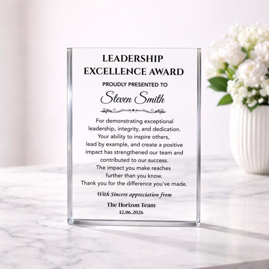 Leadership Excellence Award Plaque, Corporate Gifts for Employee Recognition Award, Team Leader Appreciation Gift, Manager Thank You Gift
