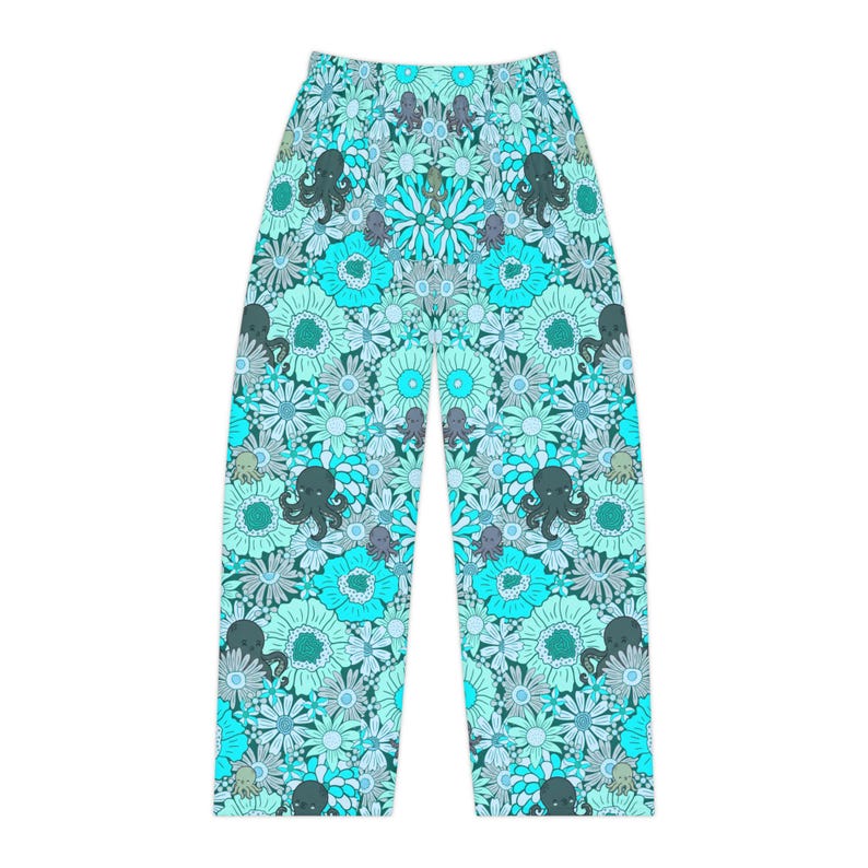 Coastal Octopus Pajama Pants, Beach House Lounge Pants, Ocean Floral Sleep Pants, Nautical Pajamas for Women, Beach Lover Gift
