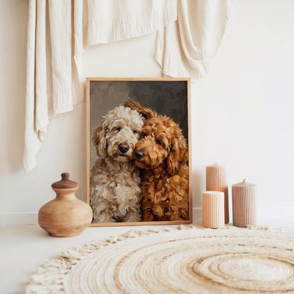 Goldendoodle Canvas Wall Art, Two Loving Golden Doodles, Pet Memorial Art, Cute Dog Lover Portrait Gift