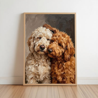 Goldendoodle Canvas Wall Art, Two Loving Golden Doodles, Pet Memorial Art, Cute Dog Lover Portrait Gift
