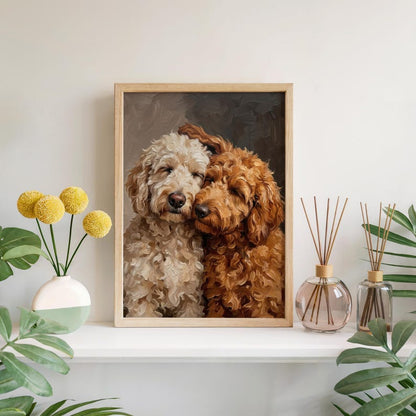 Goldendoodle Canvas Wall Art, Two Loving Golden Doodles, Pet Memorial Art, Cute Dog Lover Portrait Gift