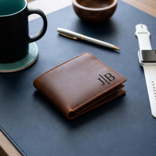 Personalized Leather Wallet Engraved RFID Men Wallet, Custom Christmas Bifold Gift for Dad Husband Boyfriend Him Anniversary Birthday Gift