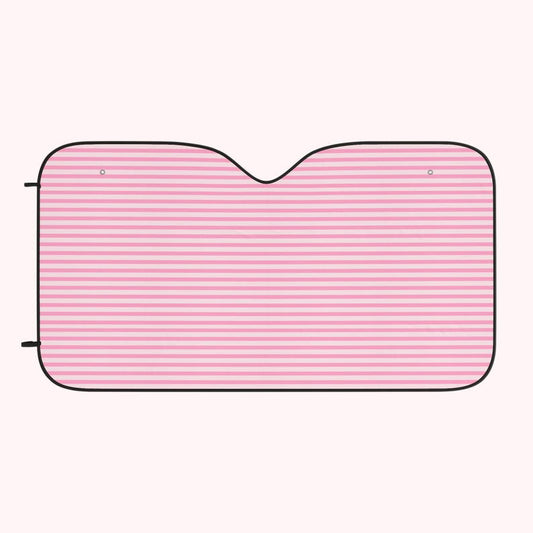 Universal Fit Pink Striped Car Sun Shade - Reflective, Foldable Windshield Sunshade, UV Heat Protector