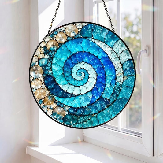 Rainbow Spiral Stained Glass Suncatcher Rainbow Window Hanging Rainbow Glass Art Birthday Gift for Mom