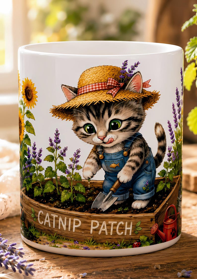 Catnip Patch Gardening Kitten Mug | Ceramic Coffee Cup
