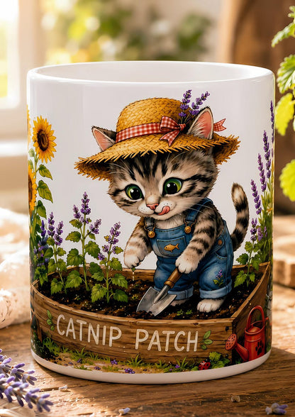 Catnip Patch Gardening Kitten Mug | Ceramic Coffee Cup