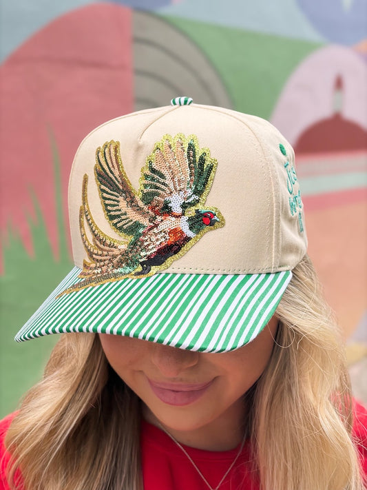 Pheasant Trucker Hat Sequin with Pattern Brims -  Fishing and Hunting Inspired Hats