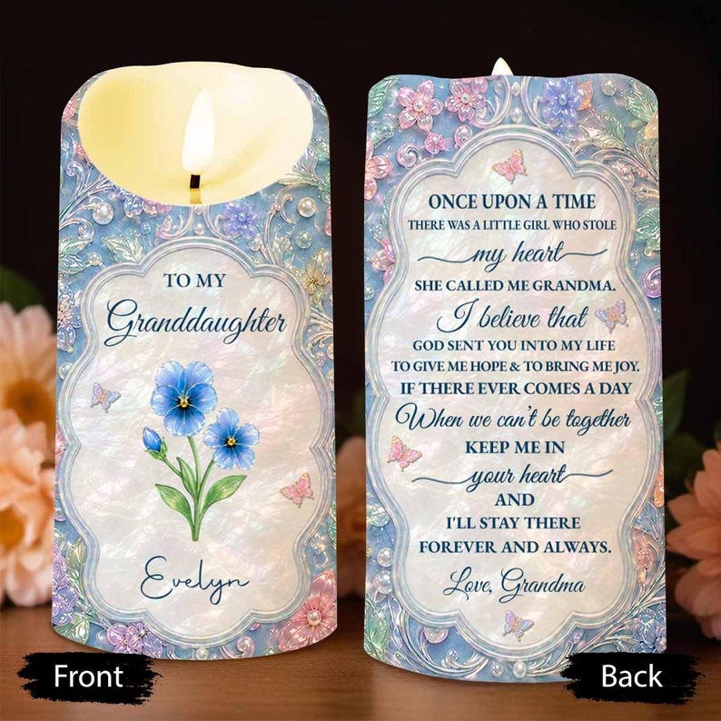 Personalized To My Granddaughter Once Upon A Time LED Candle, I Love You Candle For Her, Gift For Granddaughter From Grandma