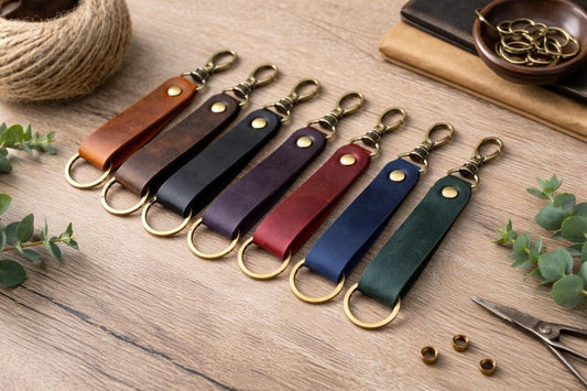 Personalized Leather Keychain, Custom Name Keychain, Genuine Leather Key Holder, Handmade Key Organizer, Gift for Men & Women