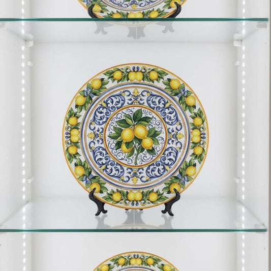 Hand Painted Effect Italian Lemon Ceramic Decorative Plate – Amalfi Inspired Decorative Art