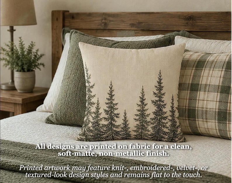 Pine Tree Pillow Cover, Rustic Cabin Chic Throw Pillowcase, Woodland Forest Lodge Home Decor, Cabincore Cushion Case Cozy Lake House Gift