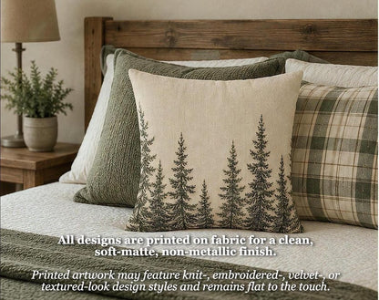Pine Tree Pillow Cover, Rustic Cabin Chic Throw Pillowcase, Woodland Forest Lodge Home Decor, Cabincore Cushion Case Cozy Lake House Gift