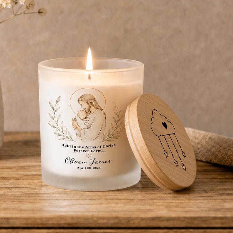 Personalized Christian Baby Memorial Candle - Custom Infant Loss Keepsake