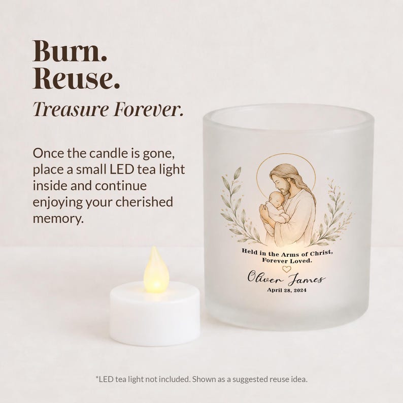 Personalized Christian Baby Memorial Candle - Custom Infant Loss Keepsake