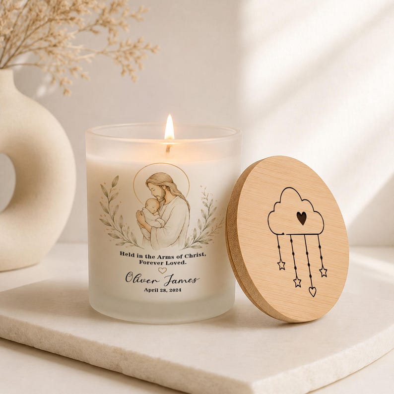 Personalized Christian Baby Memorial Candle - Custom Infant Loss Keepsake