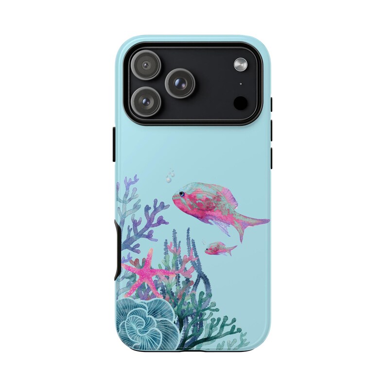 Coastal Fish Phone Case, iPhone Samsung Google Pixel Case, Beach Ocean Phone Cover, Watercolor Coral Fish, Cute Fish Phone case