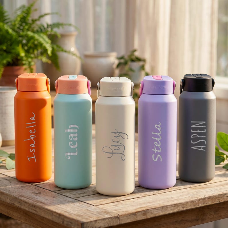 Personalized 40oz Stainless Steel Water Bottle | Custom Laser Engraved Name