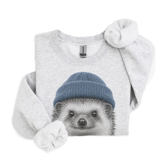Retro Hedgehog Wearing Beanie Unisex Sweatshirt