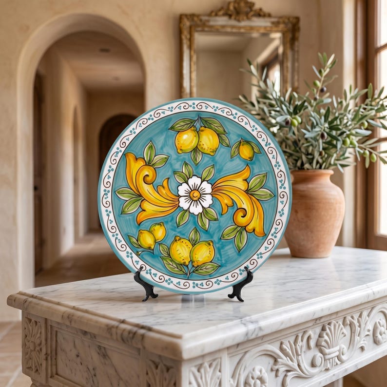 Rustic Italian Villa Style Decor Inspired By Sorrento Lemons Ceramic Display Plate