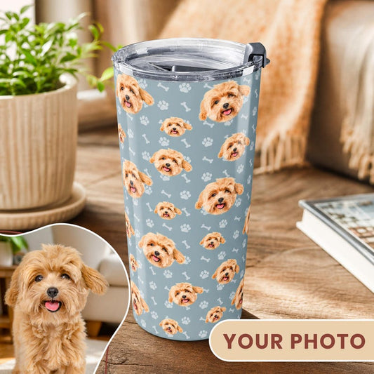 Personalized Pet Photo Tumbler, Custom Photo Insulated Tumbler 20oz with Many Faces, Travel Mug, Pet Gift