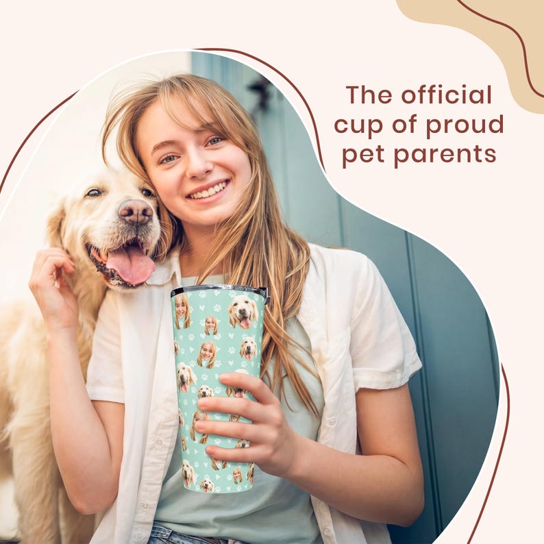 Personalized Pet Photo Tumbler, Custom Photo Insulated Tumbler 20oz with Many Faces, Travel Mug, Pet Gift