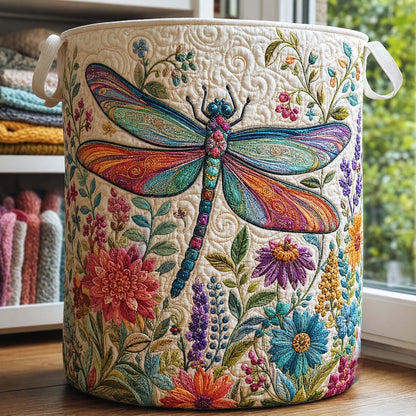 Boho Flying Dream Quilted Laundry Basket Mystic Feather Storage Bin, Quilt Fabric Hamper