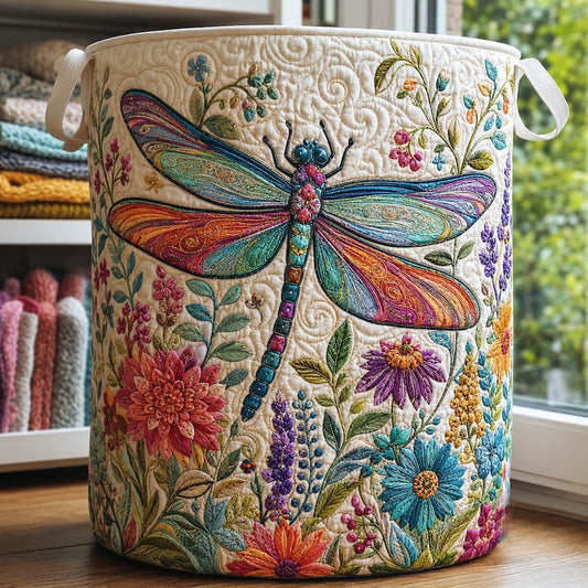 Boho Flying Dream Quilted Laundry Basket Mystic Feather Storage Bin, Quilt Fabric Hamper