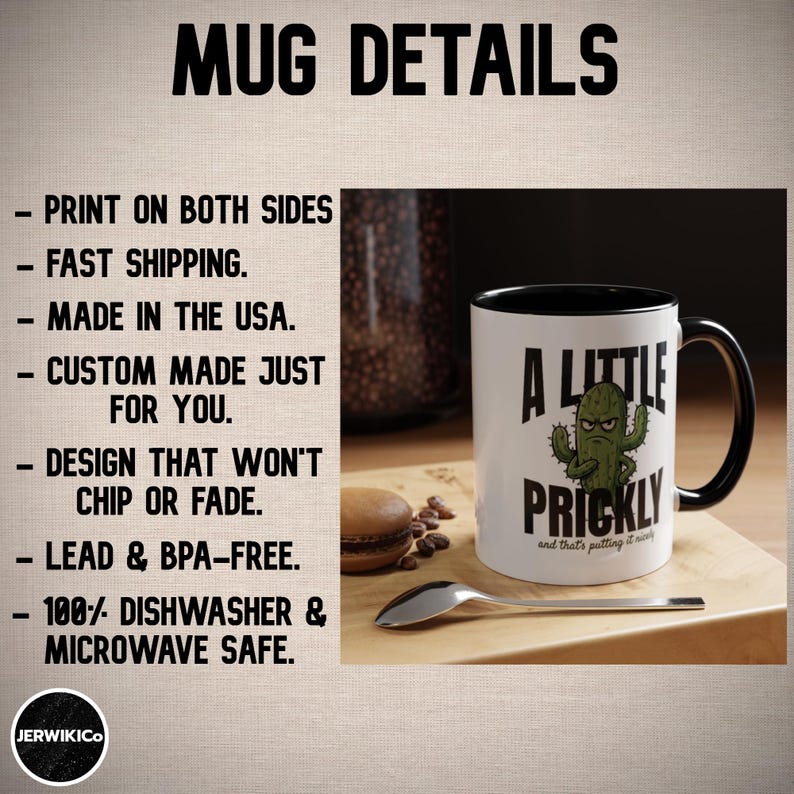 A Little Prickly Mug, Funny Cactus Coffee Mug, Sarcastic Mug, Funny Gift for Her, Grumpy Cactus Mug, Introvert Gift, Funny Coworker Mug